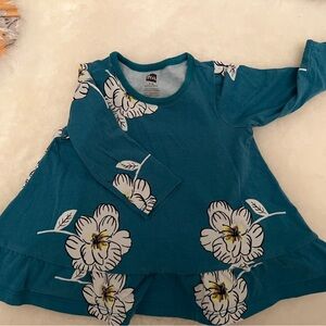 Tea Collection Teal Floral Long Sleeve Tee